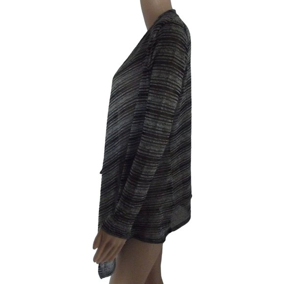 Super Nova Size Large Black & White Lightweight Cascading Cardigan Sweater L - Picture 4 of 6